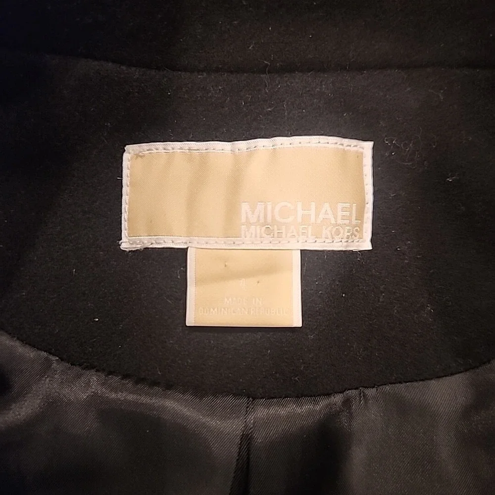 Michael Michael Kors Womens Double Breasted Pea Coat Black Wool Size‎ 4